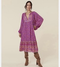 SPELL & THE GYPSY Madame Peacock Midi Dress Gown Boho Boysenberry Size S