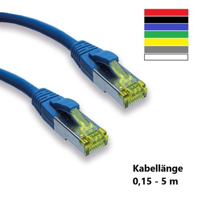 CAT8.1 Patchkabel RJ45 Stecker LAN Ethernet flach 40Gbit/s 0,15m - 5 m 7 Farben