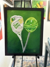 Dum-Dums Lollipop Painting Hand Painted 11 X 14”  Framed NOT A PRINT