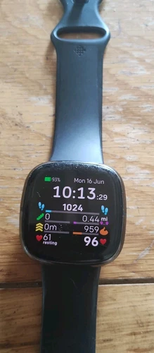Fitbit Sense (1) Fitness Tracker In Black With Charging Lead.