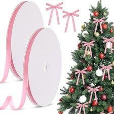 2 Rolls Velvet Ribbon 3/8 Inch 40 Yards Single Face Pink Velvet Ribbon for Gi...