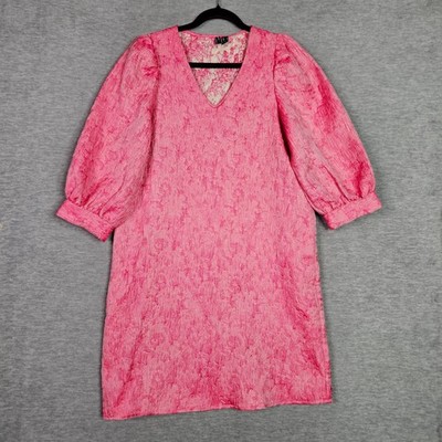 Vero Moda Milla Dress Womens Sz Small Chateau Rose Puff Sleeve Textured Mini