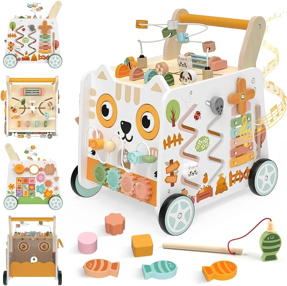 Wooden Baby Walker, Baby Push Walker with Wheels, 16-In-1 Montessori Activity Ce
Opens in a new wind