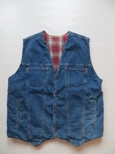 Levi's Jeans 2 in 1 Weste Wendeweste Gr XL Vintage Denim Rote Karos Made in USA!