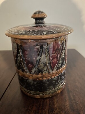 Vintage Mid-Century Italian Lava Pottery Canister With Lid Likely Bitossi Raymor