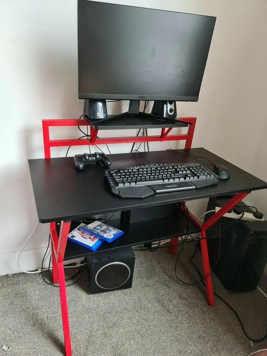Virtuoso Gaming Computer Desk Black and Red Slightly Used