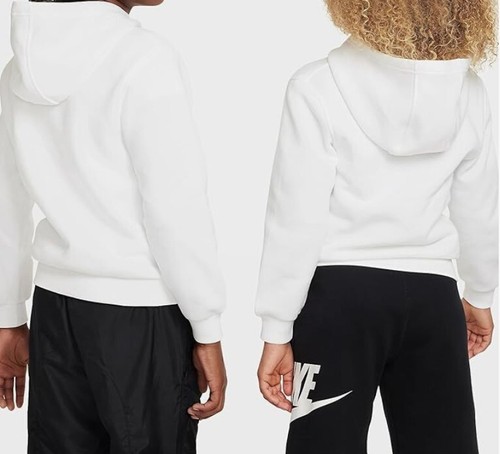 Nike Kids' Sportswear Club Fleece Pullover Hoodie, White/Black-SMALL - Picture 2 of 6