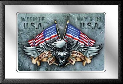 WORLDSOUVENIRS Motorrad Bike USA Spiegel Wandspiegel 30 cm Bar Kneipe Motorcycles Eagle Adler