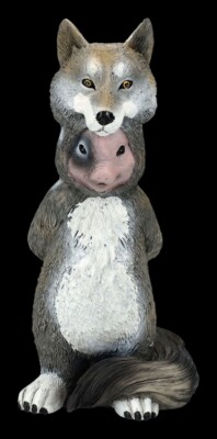 Tier Figur Schweinefigur im Wolfskostüm - Deko Geschenk Sammler