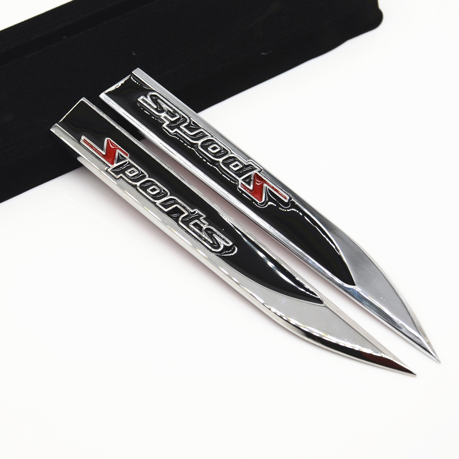 2 Pcs Car Fender Sticker Dagger Sports Metal Decoration Decal Emblem