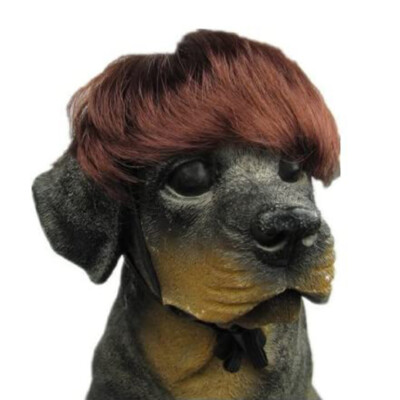 US Short Bob Brown Synthetic Pet Wig Dogs Cats Wig Adjustable Dog