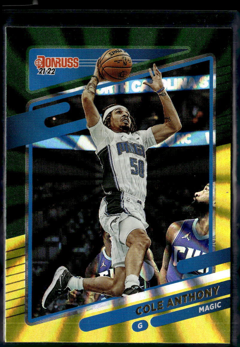 2021-22 Donruss #160 Cole Anthony Holo Green and Yellow Laser