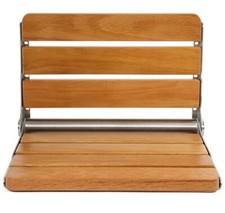 Dyna-Living Folding Shower Seat Wall Mounted Teak Wood Fold Down Shower Seat...