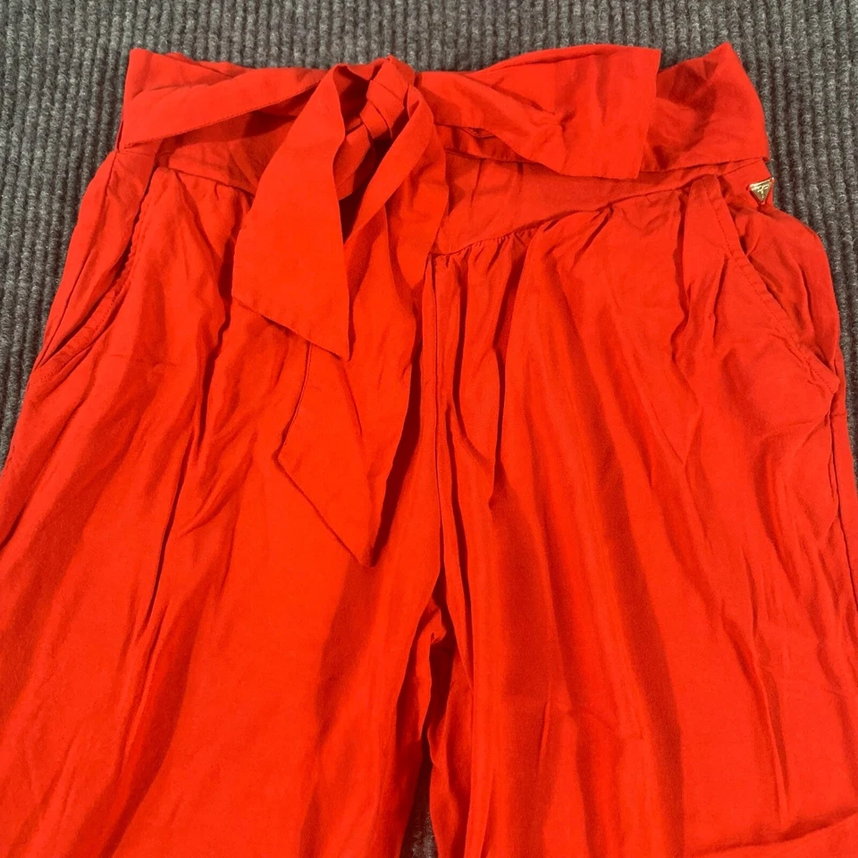 Guess Pants Womens Extra Small XS Red Belted Wide Leg Retro Y2K 26x28 Mid Rise - Image 3 of 4