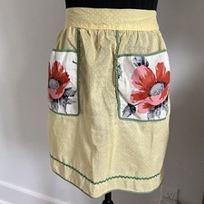 Vintage Yellow Swiss Dot Half Apron Green Ricrac Trim Floral Pockets