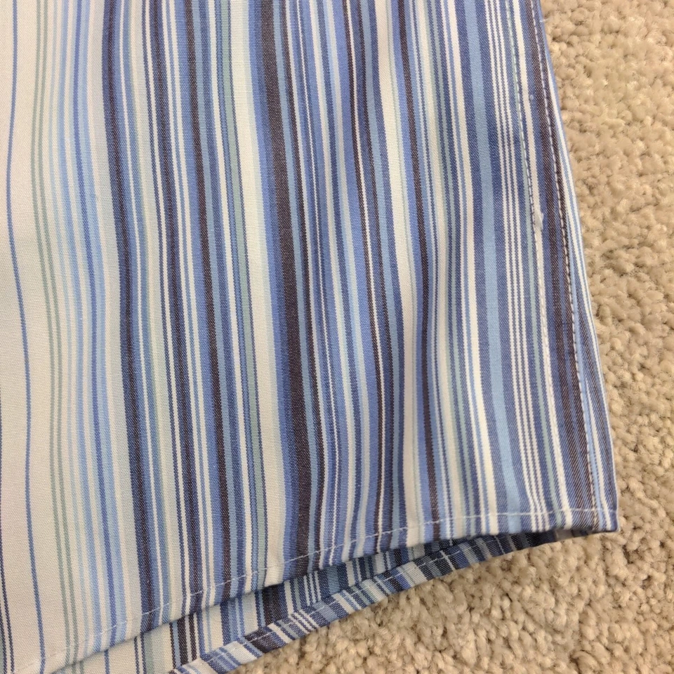 Camisa Abotonada Pronto Uomo Para Hombre 3XLT Alta Azul Rayas Sin Planchar Ajuste Moderno Foto 4 de 4