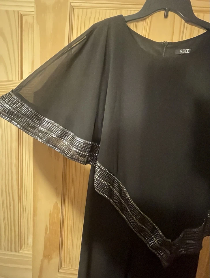 Impresionante cuentagotas negro SLNY SL Fashions Of New York una pieza Traje pantalón talla 8 Foto 4 de 4