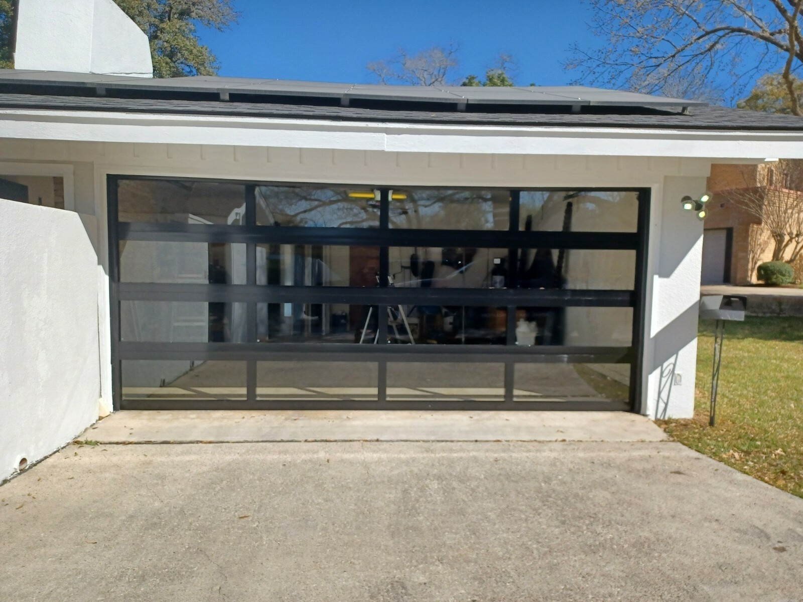 Full View Garage Door 18 ft By 8 ft Anodized Matt Black Frame With