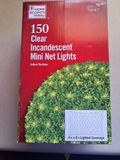 Two Home Accents Holiday 150 Clear Incandescent Mini Net Lights 4ft x 6 ft