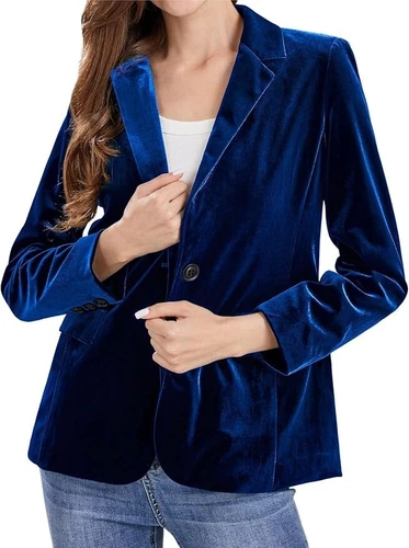 Damen 1 Knopf tailliert Samt Blazer Sakko Business Anzug Jacke Arbeit Büro Top - Bild 16 von 54