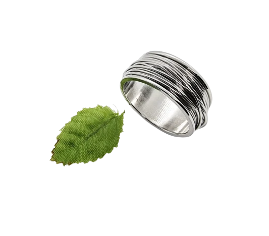 Anello filo della vita acciaio inox fascia uomo donna fede argento intrecciato - Immagine 4 di 4