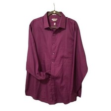 Van Heusen Mens Sz 17.5 Purple Solid Long Sleeve Dress Shirt