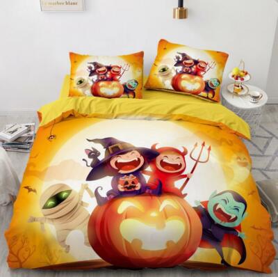 3D Halloween Kürbis NAM92043 Bett Kissenbezüge Decke Bettdecke Abdeckung Set Fay