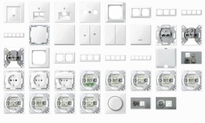 Merten Steckdosen, Schalter, UP, Rahmen 1-M, M-Smart, Aktivweiss glänzend