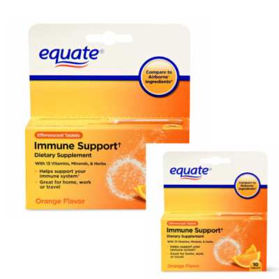Equate Immune Support Dietary Supplement Orange 1000mg Dosage 10 Ct 2-Pack