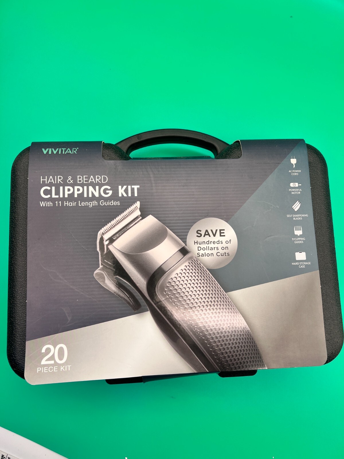 Vivitar 20-Piece Hair & Beard Clipper Kit with 11 Hair Length Guides in Black