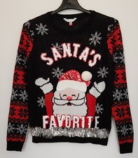 No Boundaries Christmas Sweater Size Junior L 11-13 Santas Favorite