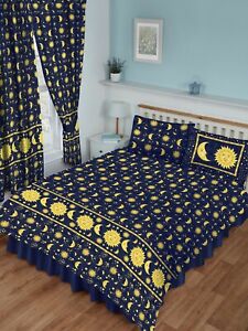 King Size Duvet Cover Set Sun And Moon, Navy Blue King Size Duvet Cover Set
