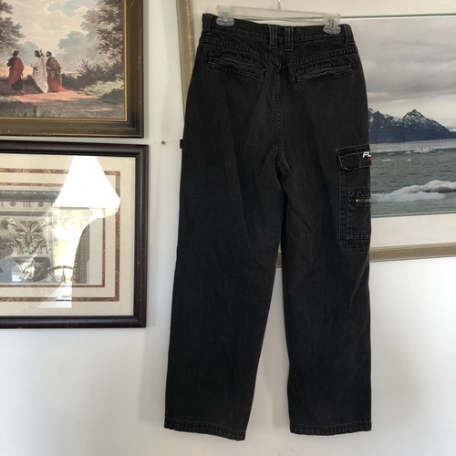 Vtg Fubu The Collection Faded Black Cargo Jeans Boys Sz 18 29x27 90s Y2k A3480 - Picture 4 of 7