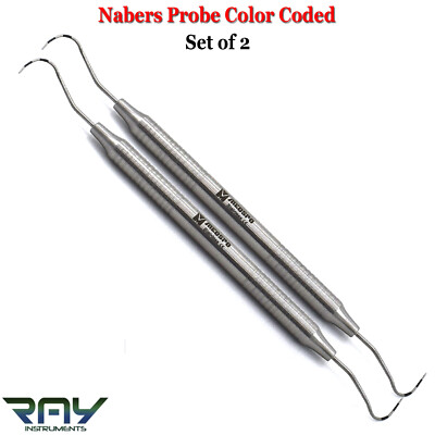 X2 Dental Nabers Probe Color Coded Periodontal Diagnostic Depth Furcation Lesion
