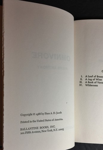 Omnivore von Piers Anthony, Ballantine Books, Hardcover 1968 keine Staubjacke - Bild 5 von 5
