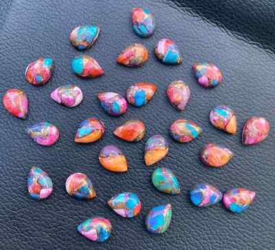 SPINY PURPLE DALIHA COPPER TURQUOISE CABOCHON PEAR SHAPE LOOSE GEMSTONE
