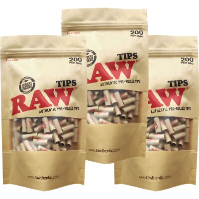 RAW Authentic Pre-Rolled Tips prerolled vorgerollt 3 x 200 = 600 Stück