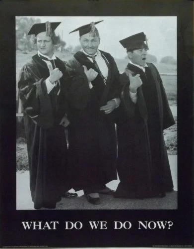 THE THREE STOOGES GRADUATION WHAT DO WE DO NOW MINT ROLLED POSTER LARRY CURLY MO