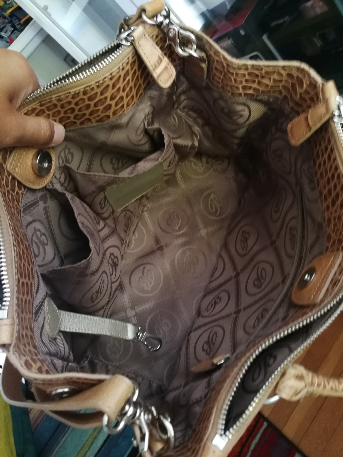 Brighton corcodile pattern leather Satchel - image 10