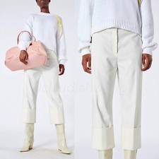 NWT TIBI Anson Nerd Cuffed Wide Leg Ivory White Cropped Culotte Pants Sz 8