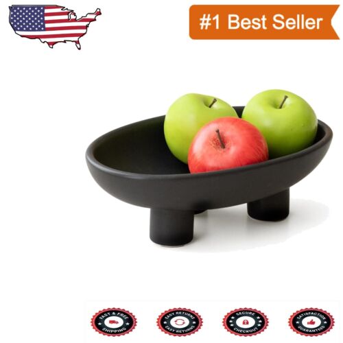 Elegant 10-Inch Ceramic Fruit Bowl with Three-Legged Design for Kitchen Counter