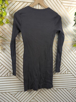 BRANDY MELVILLE Women's Ribbed Cotton Grey Dress Long Sleeve Tight ONE SIZE  | eBay