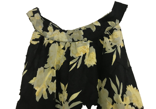 Torrid Halter Top Sz 3 Black Yellow Floral Back Button NWT Ties Lined Textured - Picture 3 of 12
