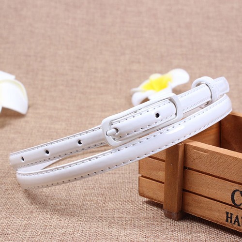 Women Girl Candy Colorful Skinny Thin Waist Belt PU Leather Narrow Waistband - Picture 15 of 22
