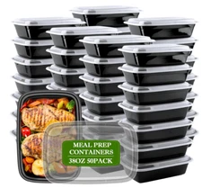 Meal Prep Container Reusable 38oz BPA Free Plastic Food Storage with Lids,50 PCS