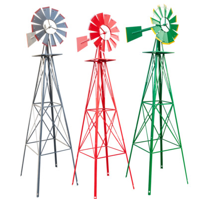 8FT Yard Windmill Garden Ornamental Wind Mill Wind Spinners Weather Vane Decor