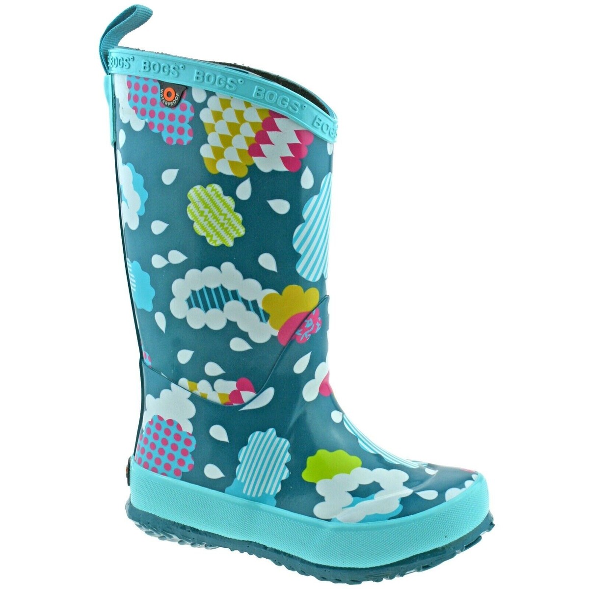 GIRLS KIDS BOGS WELLY CLOUDS AQUA MULTI WATERPROOF WELLIES BOOTS 78620 UK  SIZE