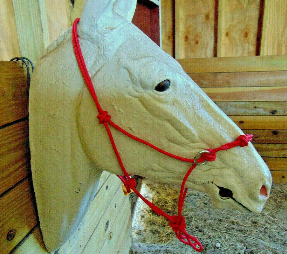 Brida sin brocas natural hecha a mano 4 nudos cuerda halter tirador lateral con anillos Foto 3 de 4