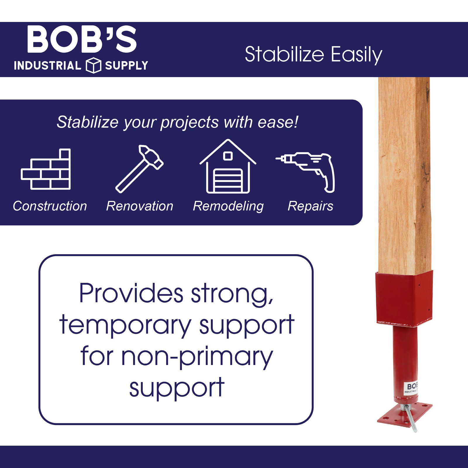 BISupply Adjustable Post Jack Temporary Shore Jack 4x4 Beam Jack Post