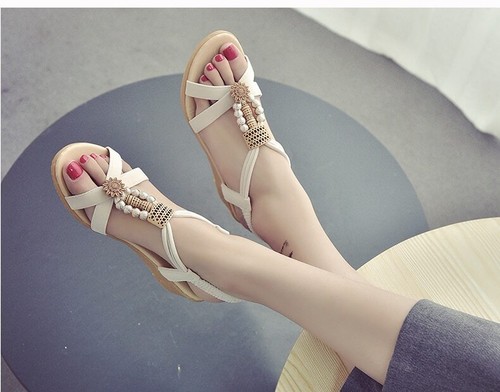 Sandalen, weiche, bequeme Keilschuhe, römische Schuhe, flache Perlenperlen-Perlenschuhe, Hausschuhe - Bild 20 von 26